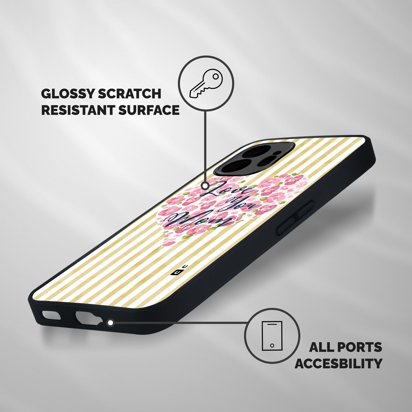 Love You Mom Shockproof Hybrid Protection (Metal + TPU) Back Case Cover