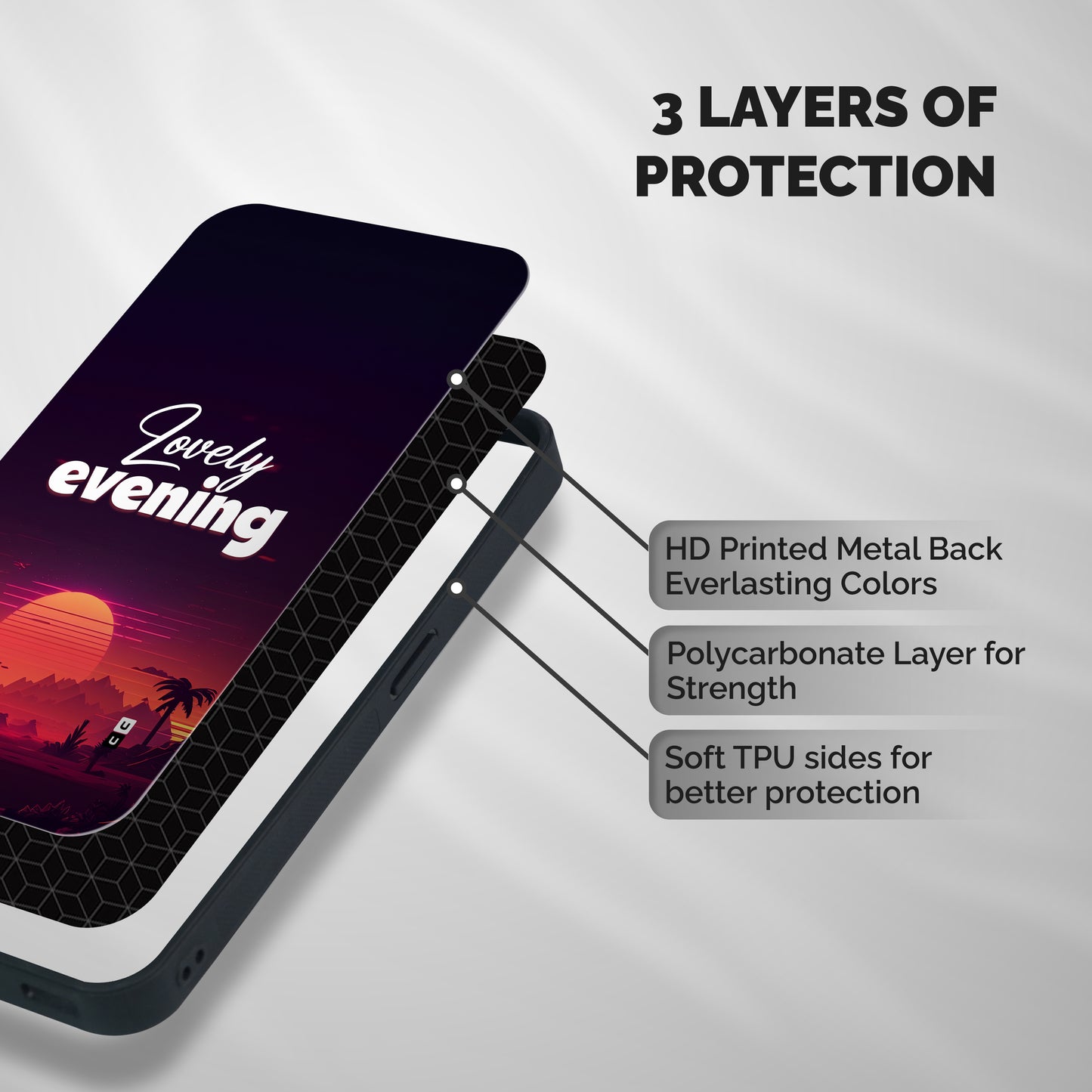 Lovely Evening Shockproof Hybrid Protection (Metal + TPU) Back Case Cover