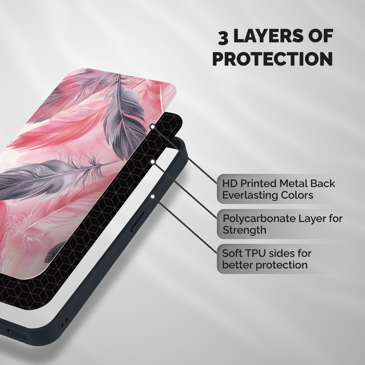 Lovely Feather Shockproof Hybrid Protection (Metal + TPU) Back Case Cover