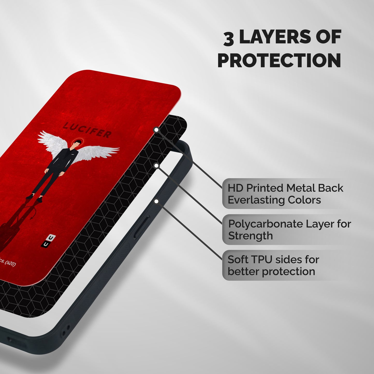 Lucifer Archangel Shadow Shockproof Hybrid Protection (Metal + TPU) Back Case Cover