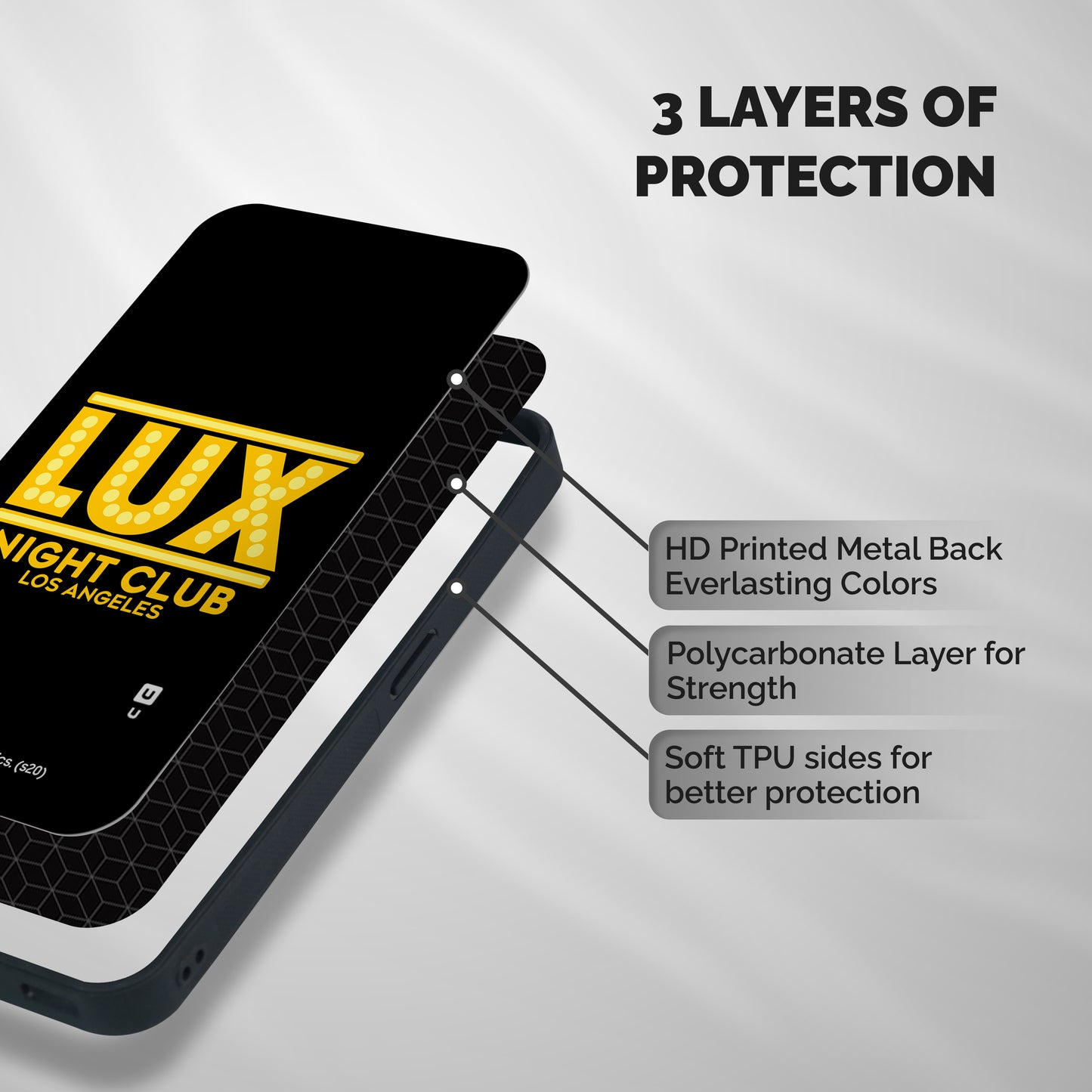 Lucifer Club Los Angeles Shockproof Hybrid Protection (Metal + TPU) Back Case Cover