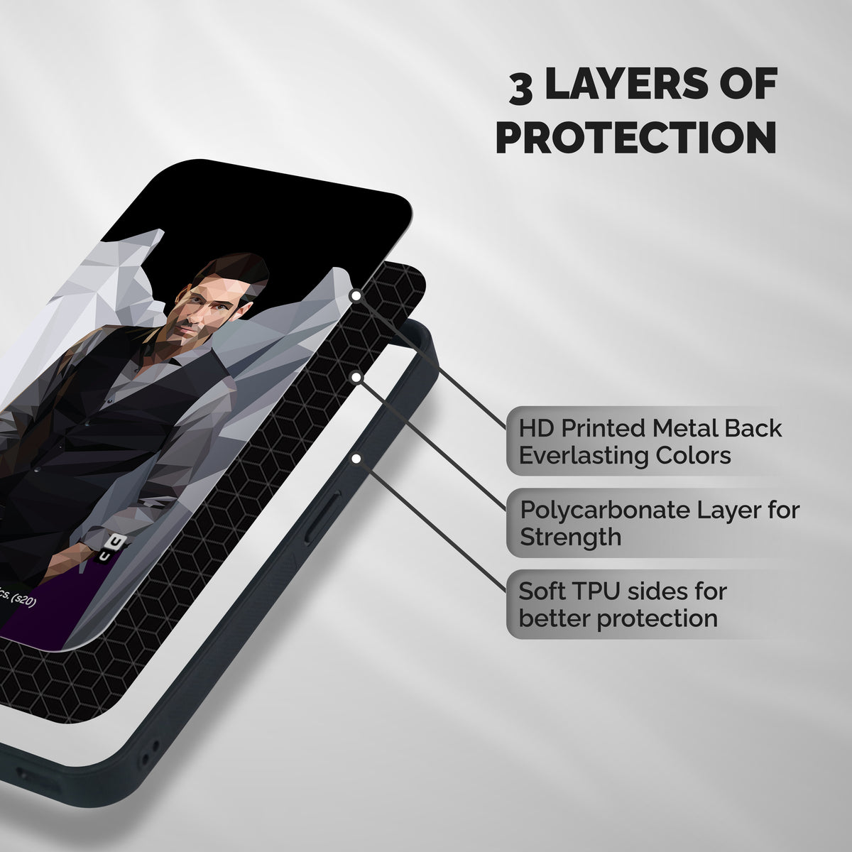 Lucifer Morningstar Art Abstract Shockproof Hybrid Protection (Metal + TPU) Back Case Cover