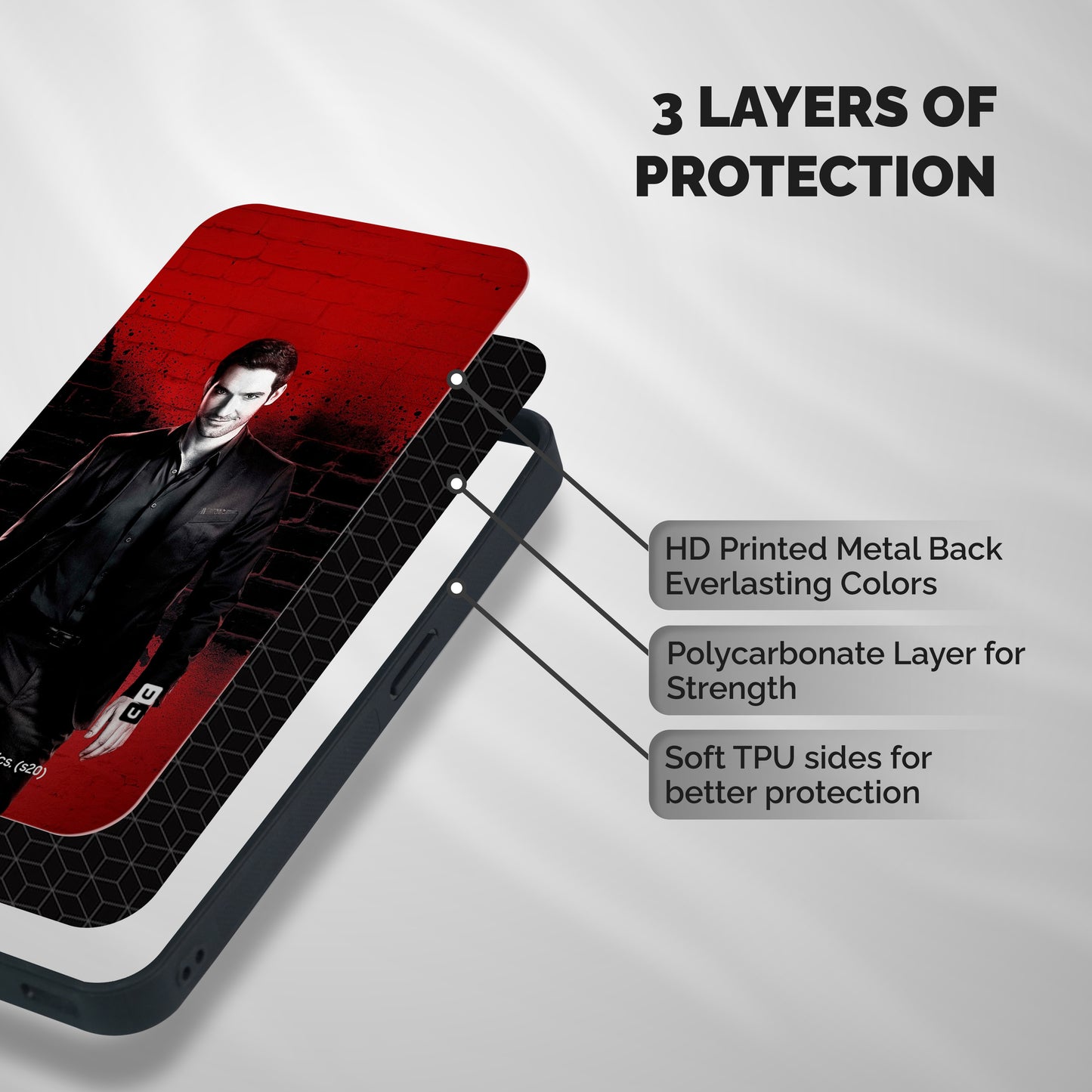 Lucifer Morningstar Wings Shadow Shockproof Hybrid Protection (Metal + TPU) Back Case Cover