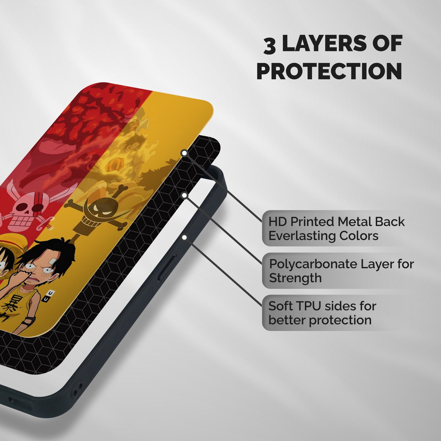 Luffy And Ace Shockproof Hybrid Protection (Metal + TPU) Back Case Cover