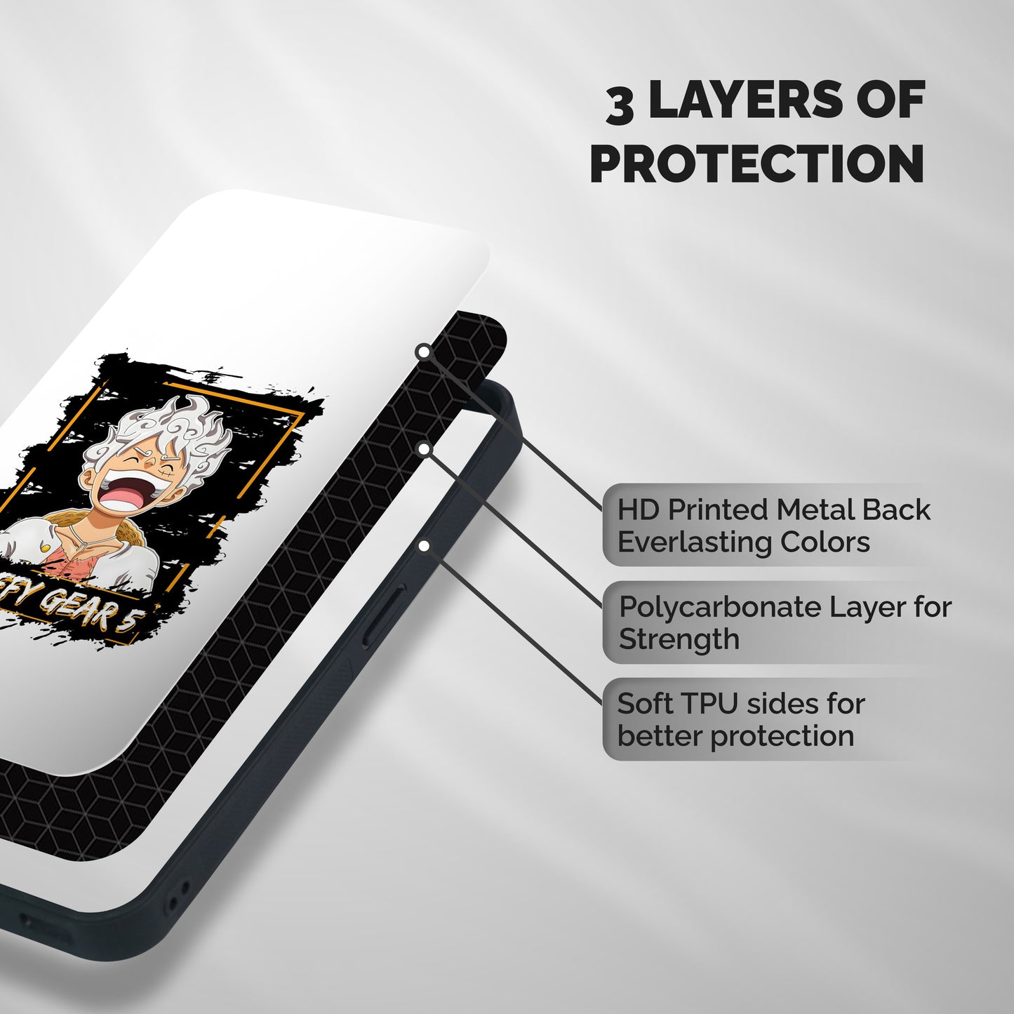 Luffy Gear 5 Shockproof Hybrid Protection (Metal + TPU) Back Case Cover