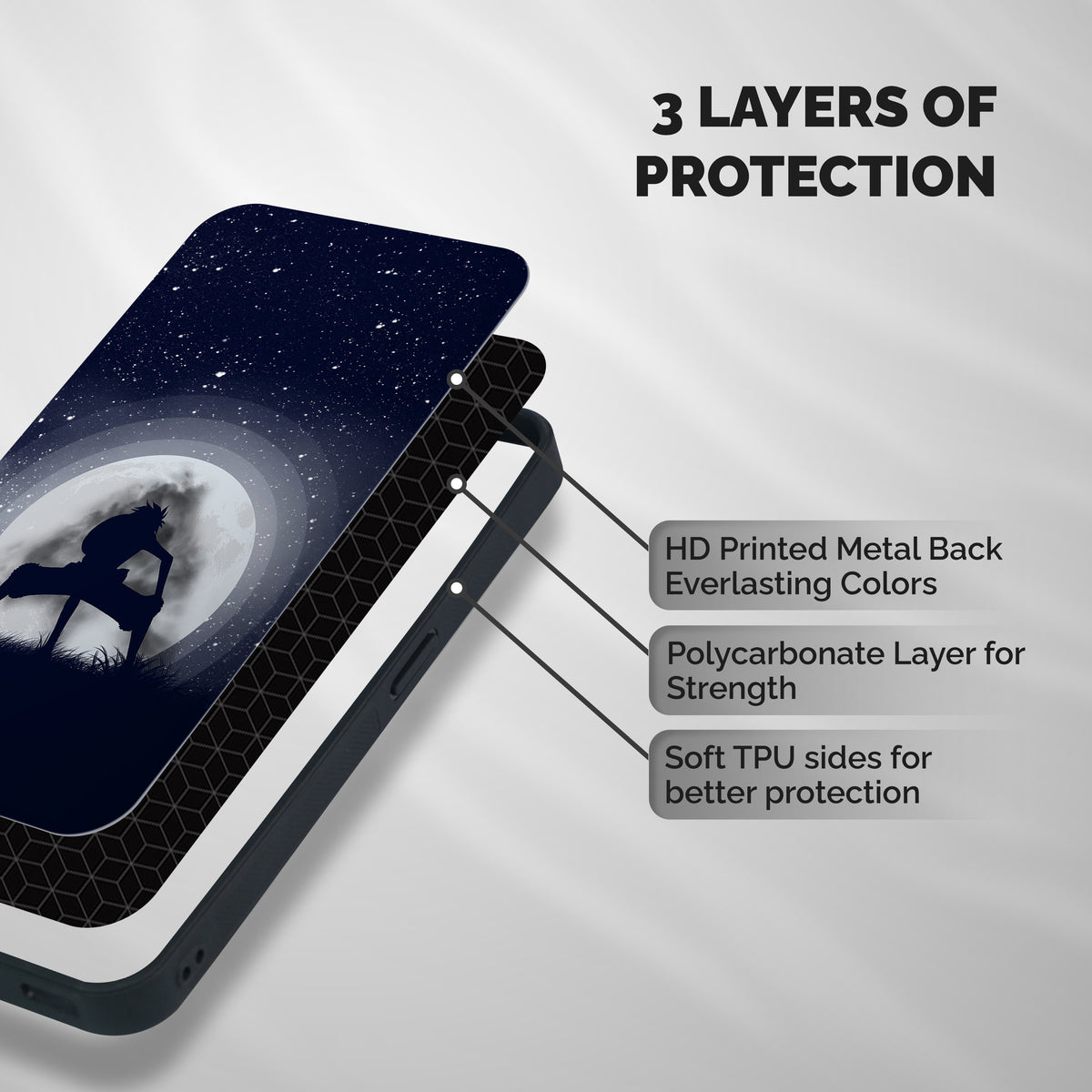 Luffy Gear Second Shockproof Hybrid Protection (Metal + TPU) Back Case Cover