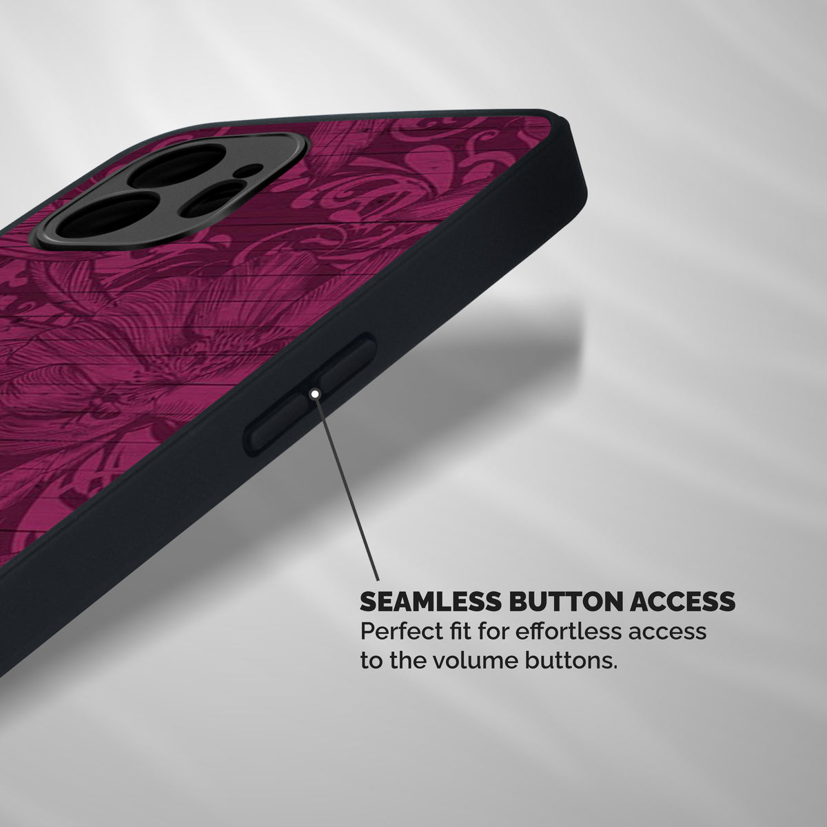 Magenta Floral Pattern Shockproof Hybrid Protection (Metal + TPU) Back Case Cover