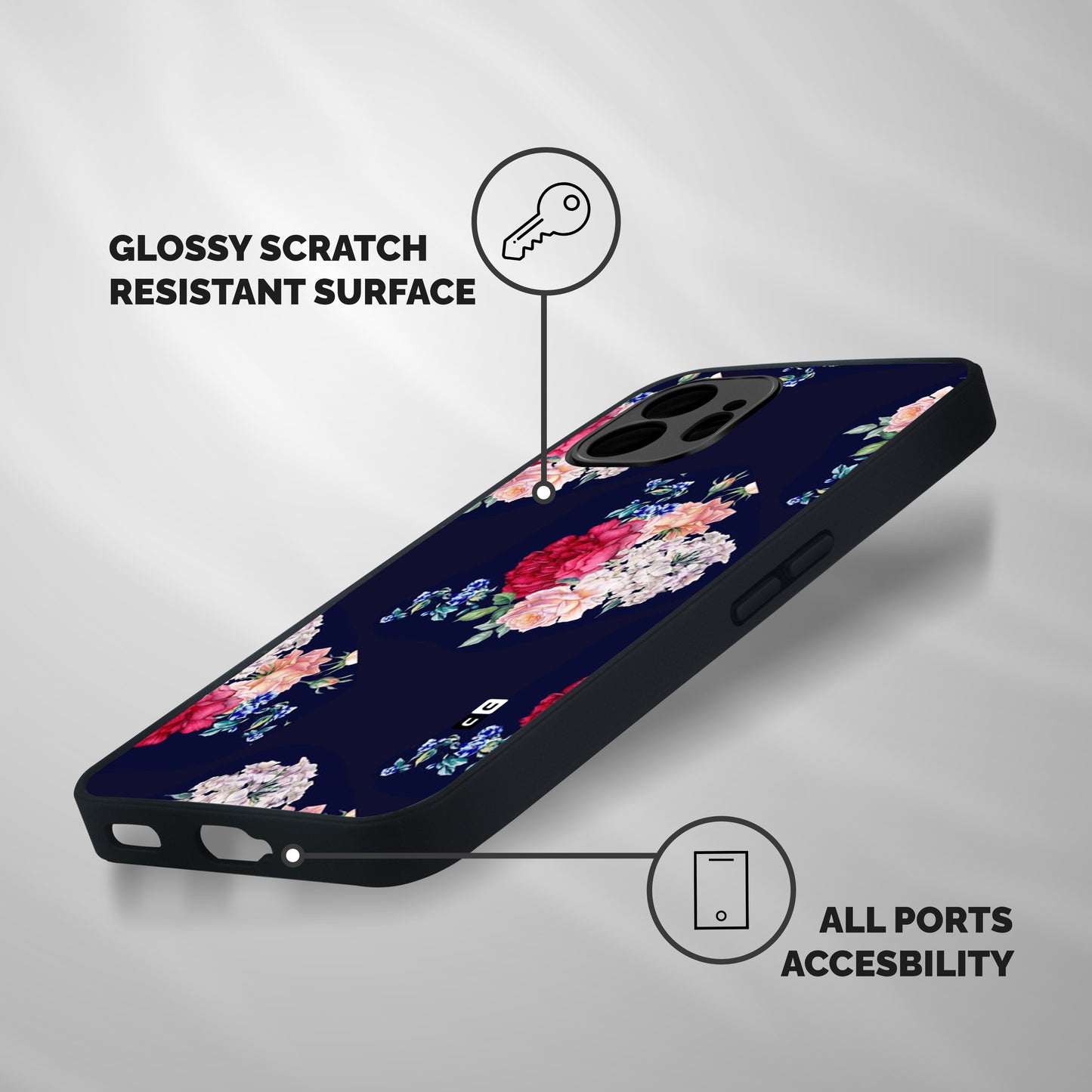 Magenta Peach Floral Shockproof Hybrid Protection (Metal + TPU) Back Case Cover