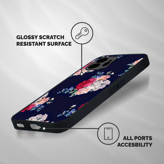 Magenta Peach Floral Shockproof Hybrid Protection (Metal + TPU) Back Case Cover