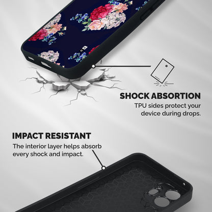 Magenta Peach Floral Shockproof Hybrid Protection (Metal + TPU) Back Case Cover