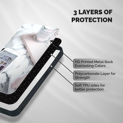 Make Up And Phone Shockproof Hybrid Protection (Metal + TPU) Back Case Cover