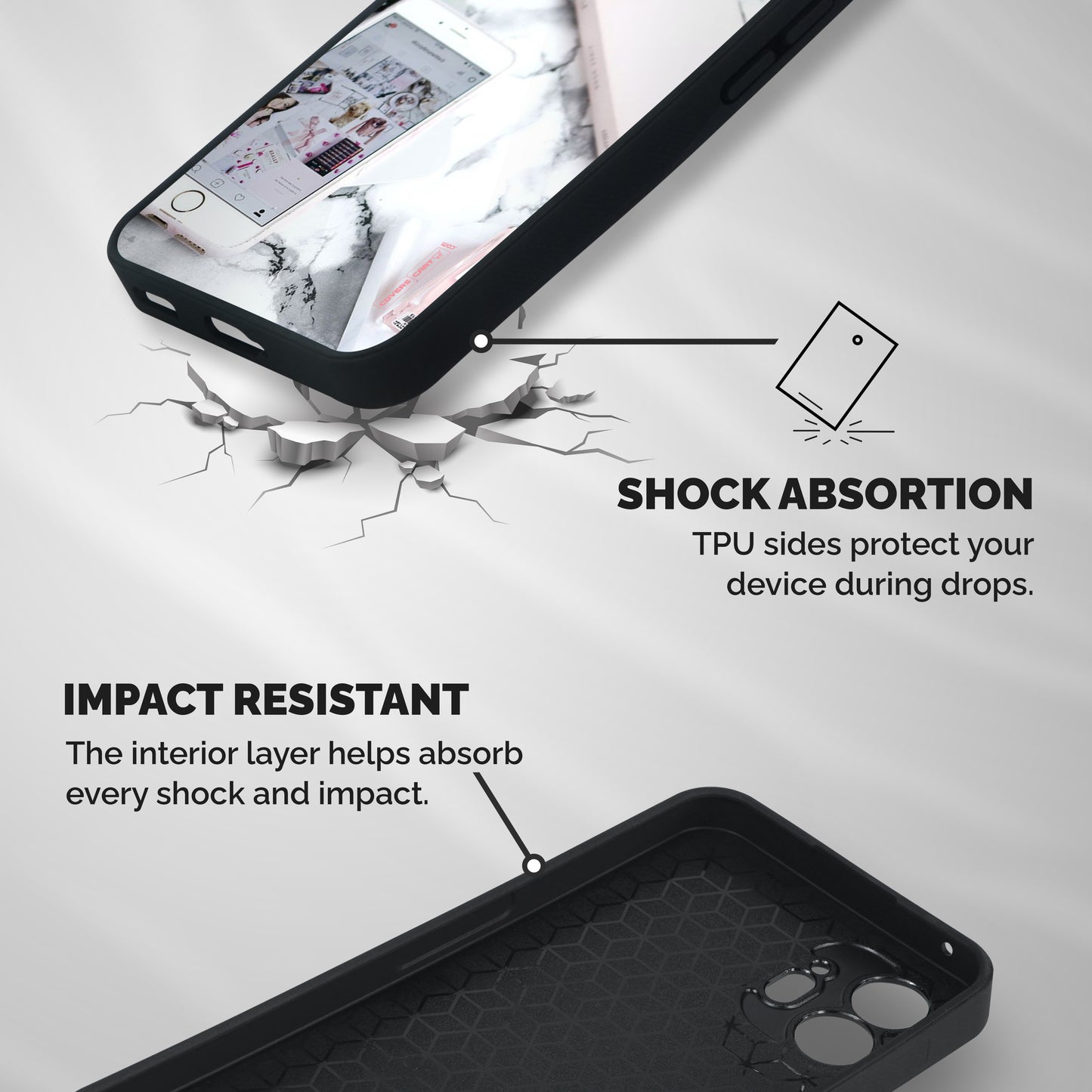 Make Up And Phone Shockproof Hybrid Protection (Metal + TPU) Back Case Cover