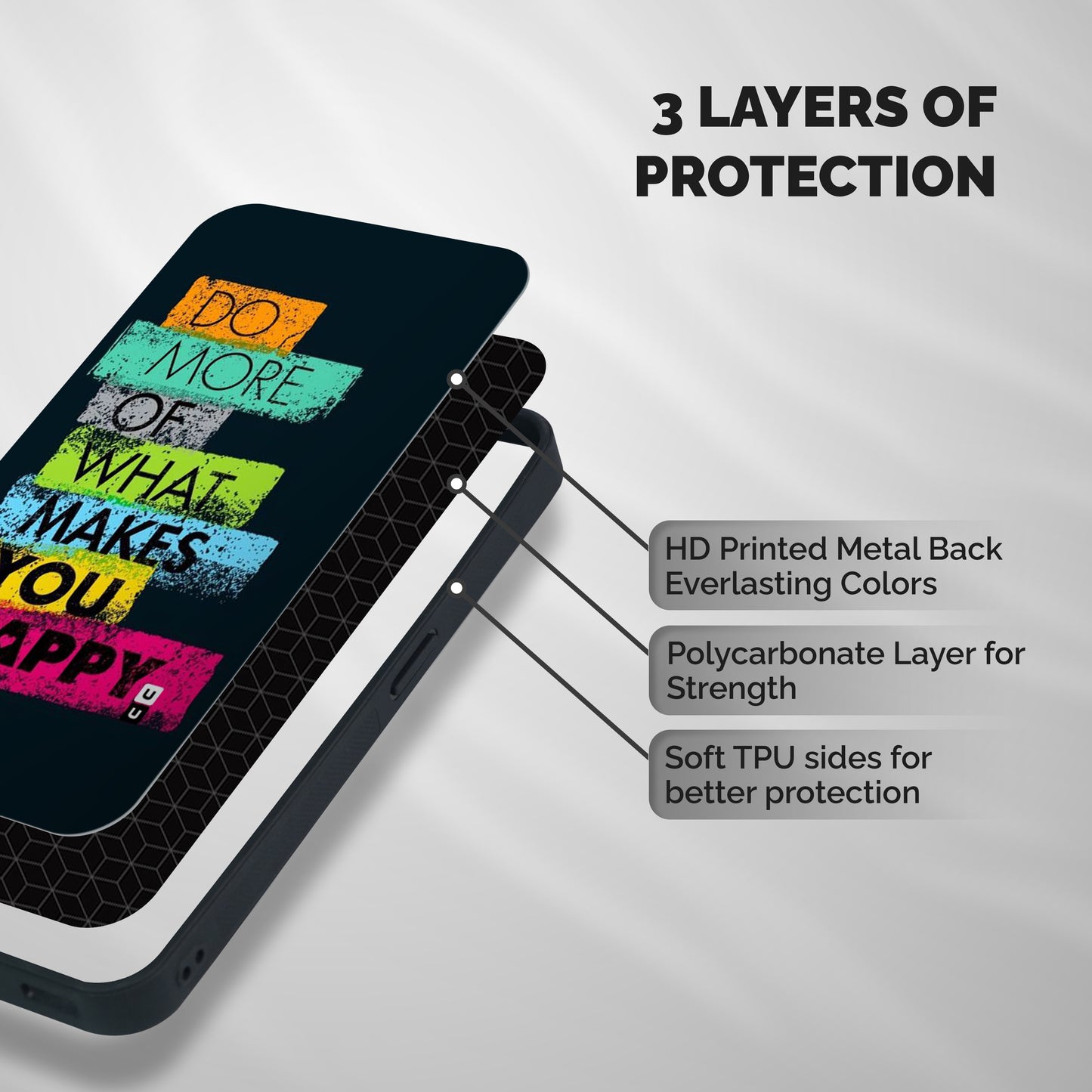 Makes You Happy Shockproof Hybrid Protection (Metal + TPU) Back Case Cover