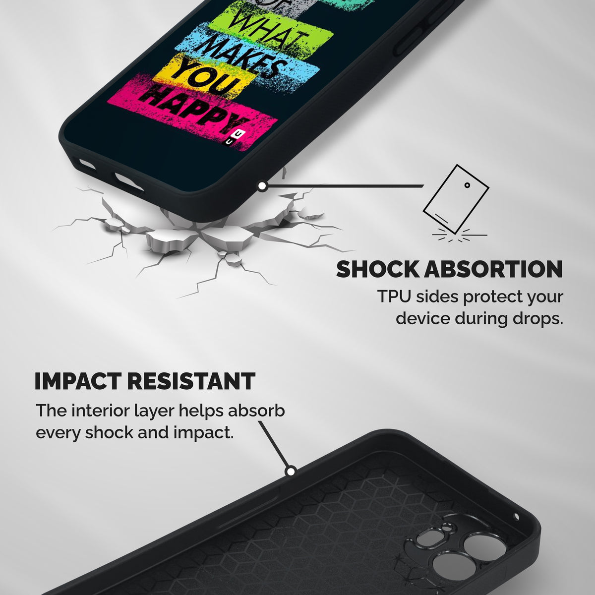 Makes You Happy Shockproof Hybrid Protection (Metal + TPU) Back Case Cover