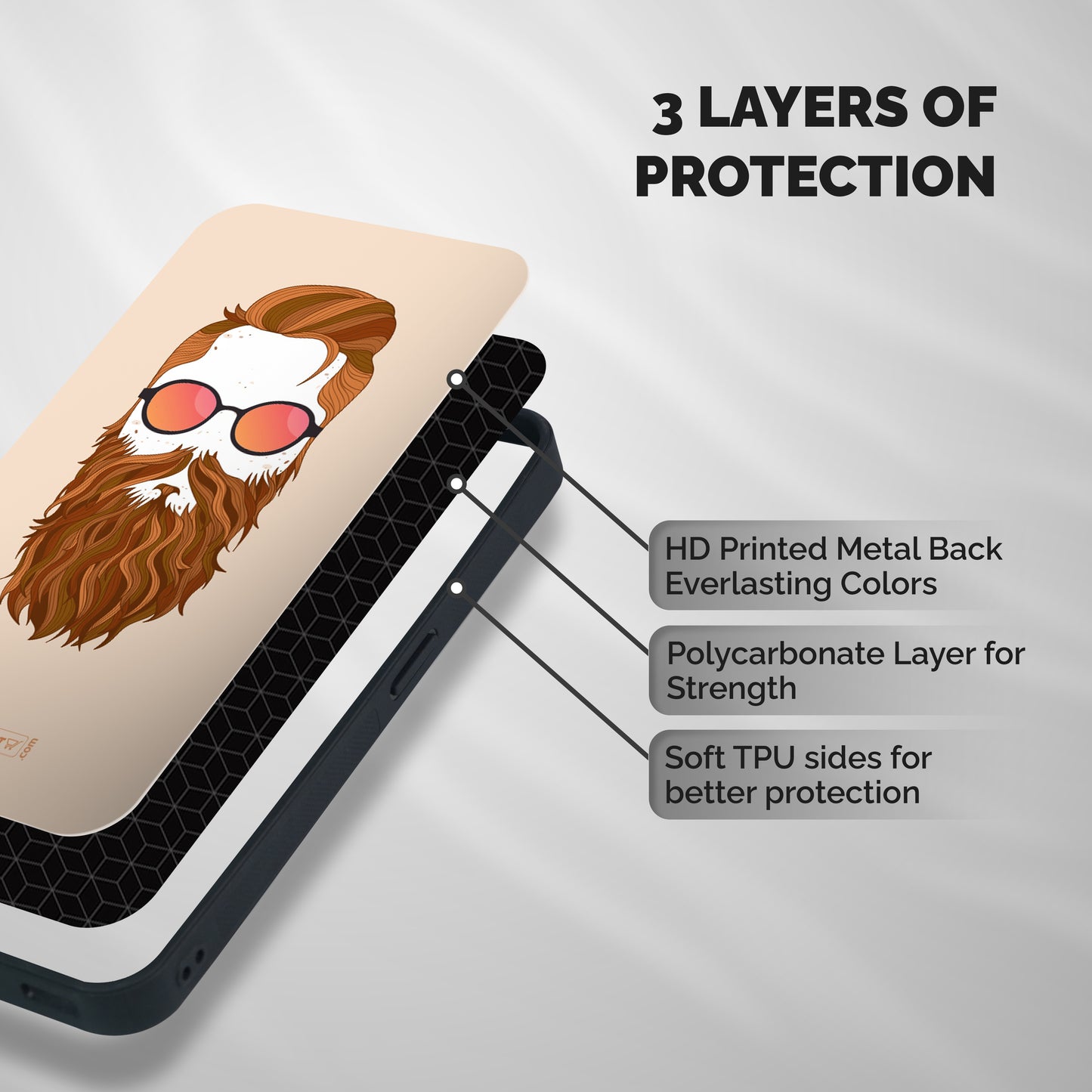 Man in Beard Shockproof Hybrid Protection (Metal + TPU) Back Case Cover