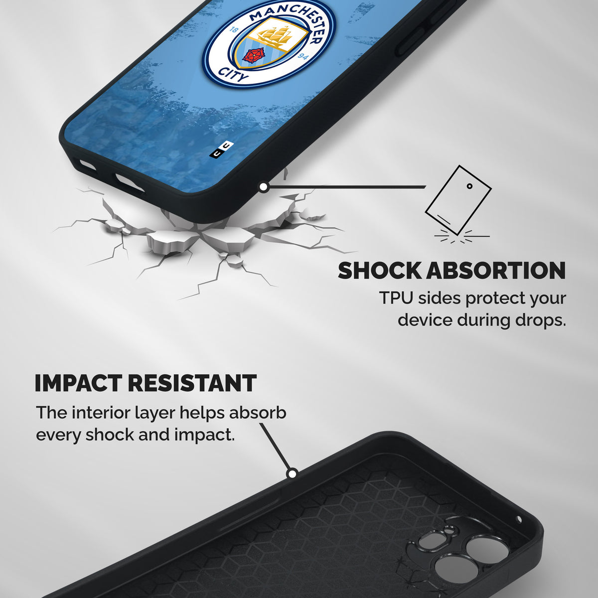 Manchester City Club Shockproof Hybrid Protection (Metal + TPU) Back Case Cover