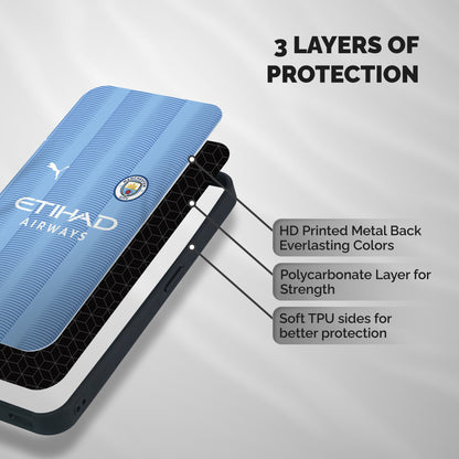 Manchester Etihad Jersey Shockproof Hybrid Protection (Metal + TPU) Back Case Cover