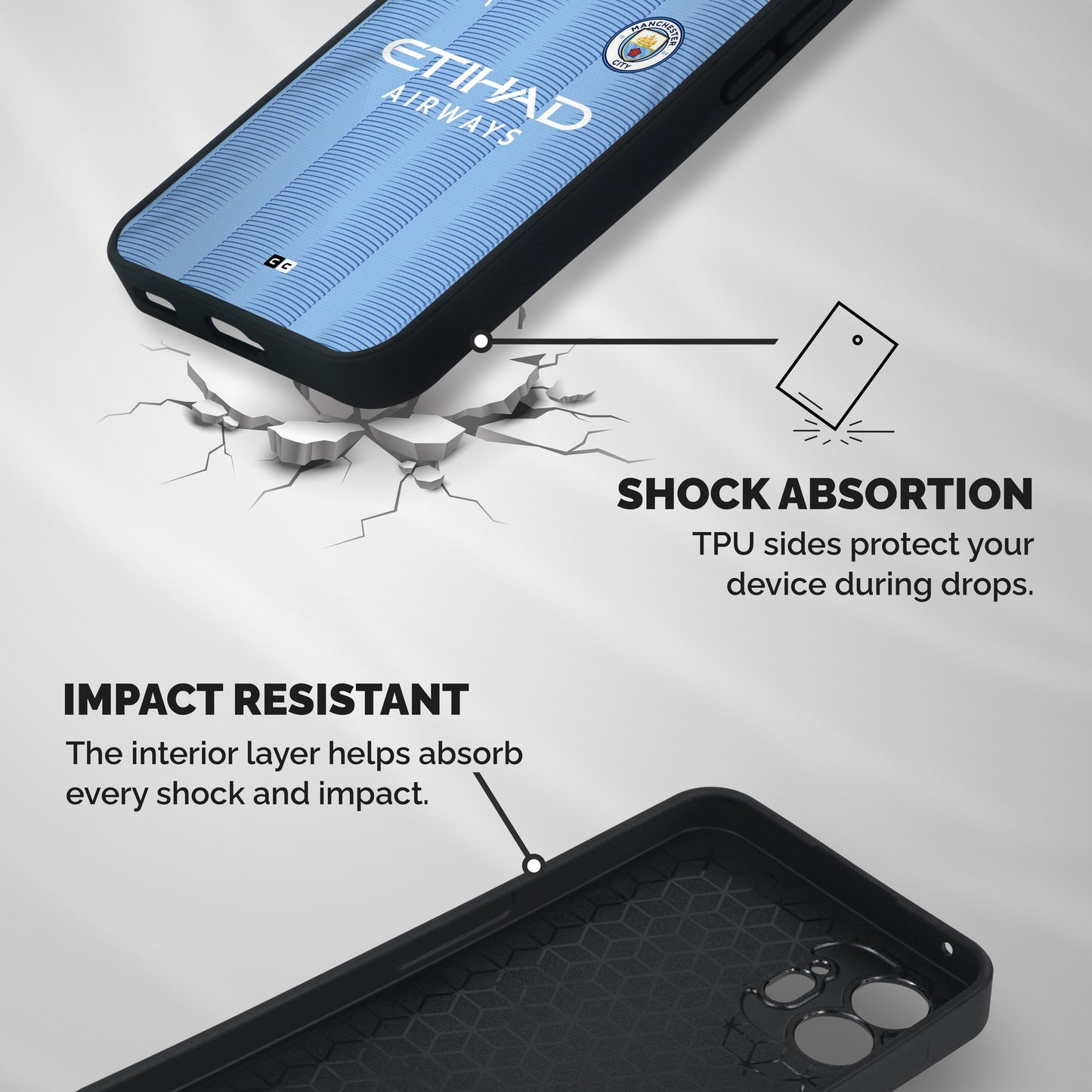 Manchester Etihad Jersey Shockproof Hybrid Protection (Metal + TPU) Back Case Cover