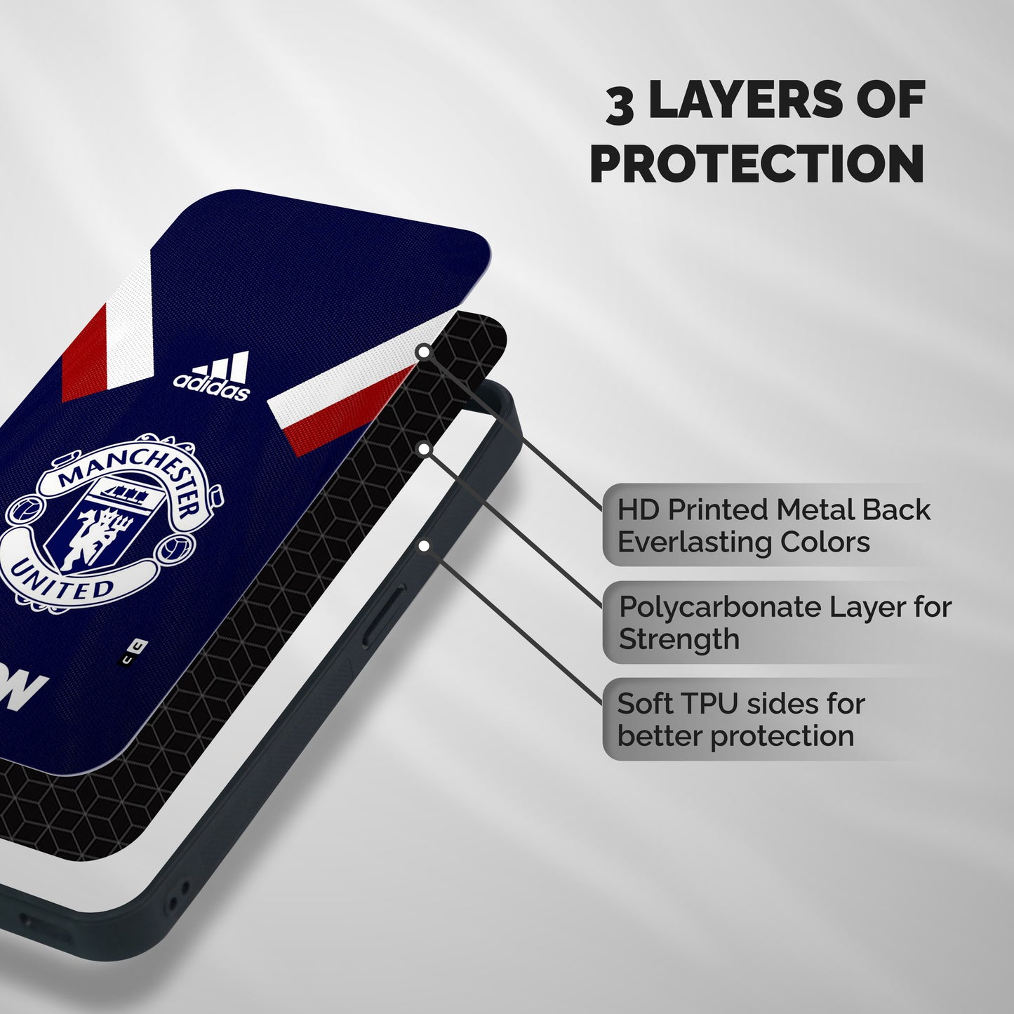 Manchester Jersy Shockproof Hybrid Protection (Metal + TPU) Back Case Cover