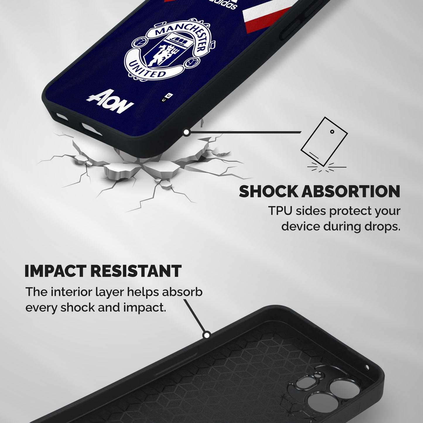 Manchester Jersy Shockproof Hybrid Protection (Metal + TPU) Back Case Cover