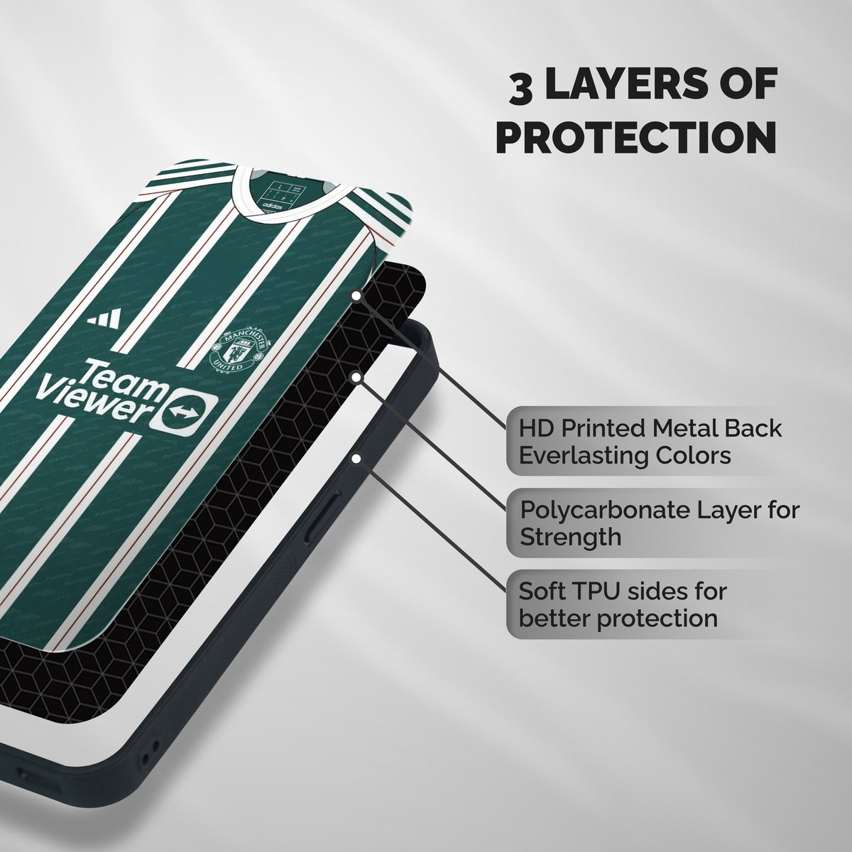 Manchester Team jersey Shockproof Hybrid Protection (Metal + TPU) Back Case Cover