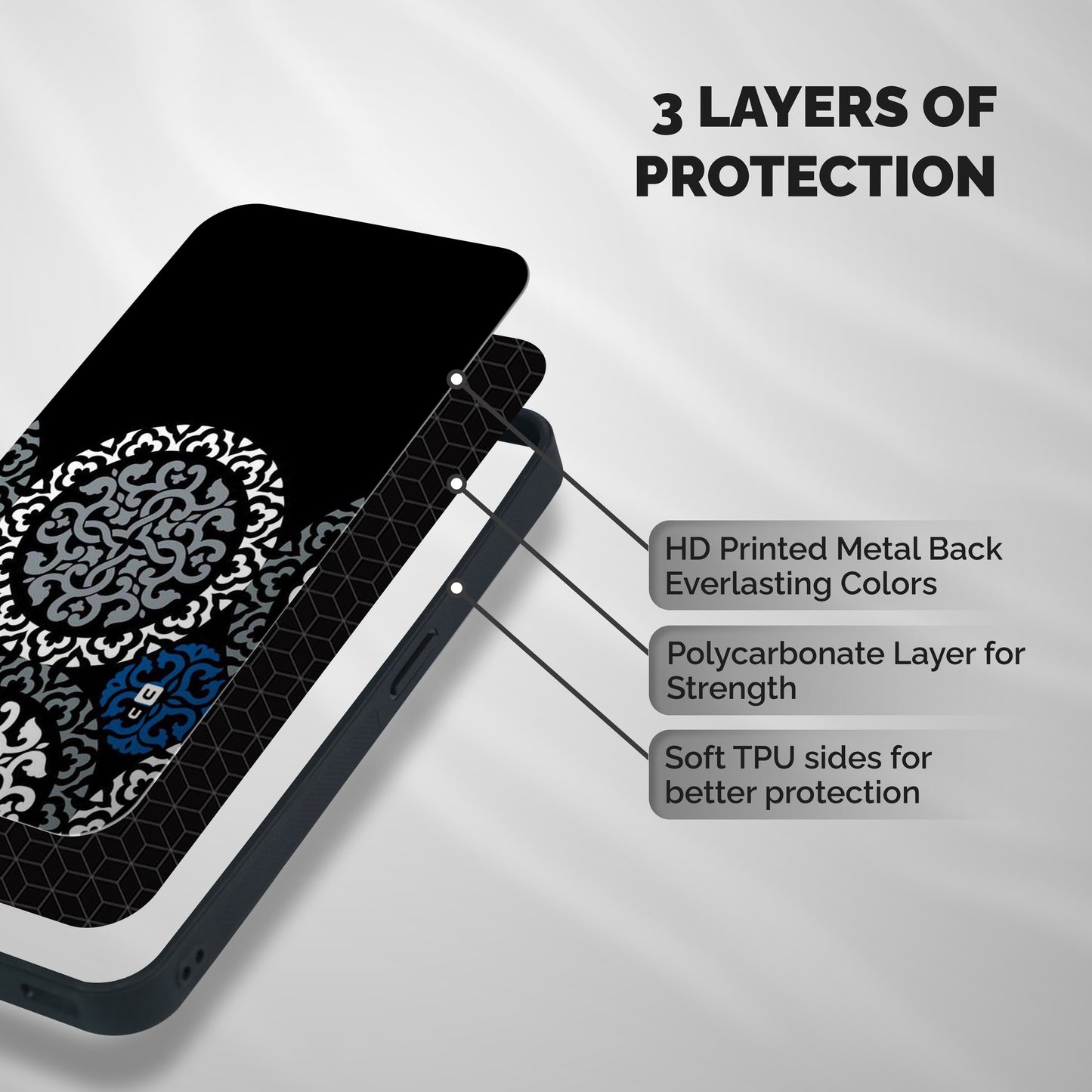 Mandala Circle Pattern Shockproof Hybrid Protection (Metal + TPU) Back Case Cover