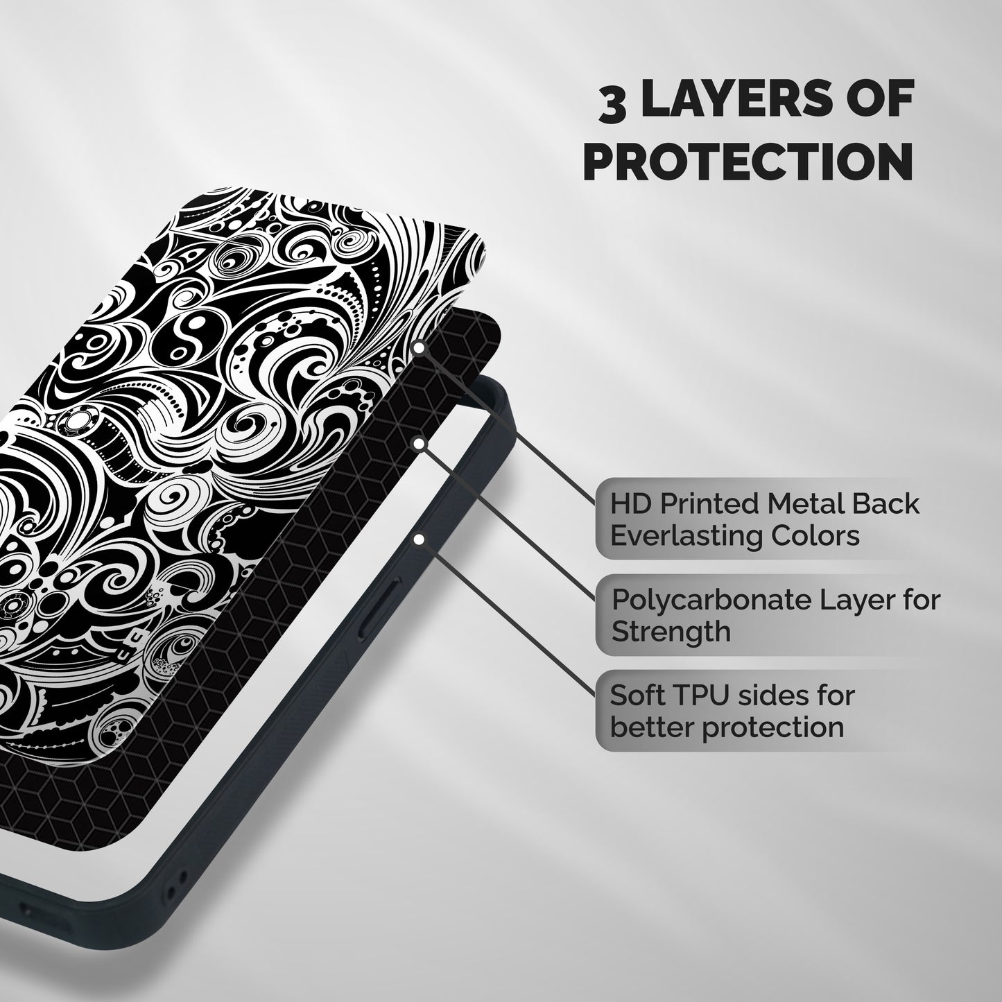 Maori Art Design Abstract Shockproof Hybrid Protection (Metal + TPU) Back Case Cover