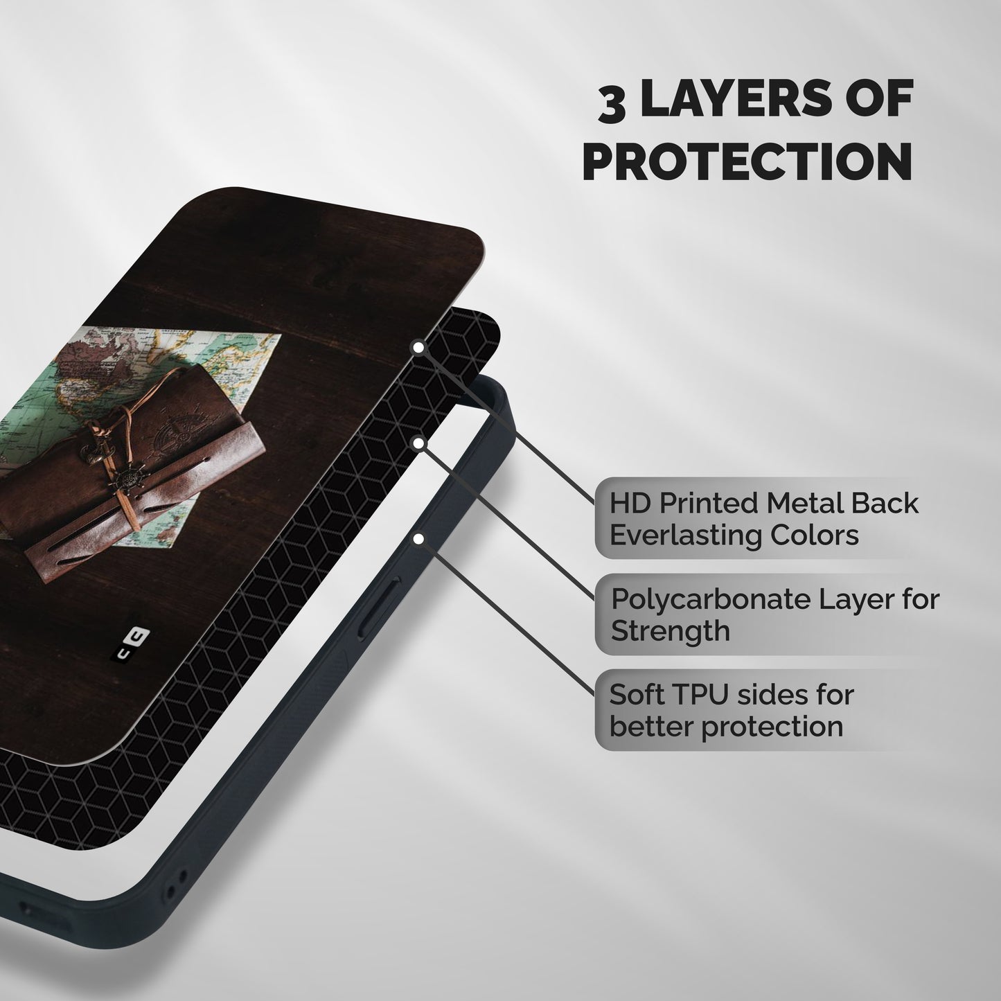 Map Journal Shockproof Hybrid Protection (Metal + TPU) Back Case Cover