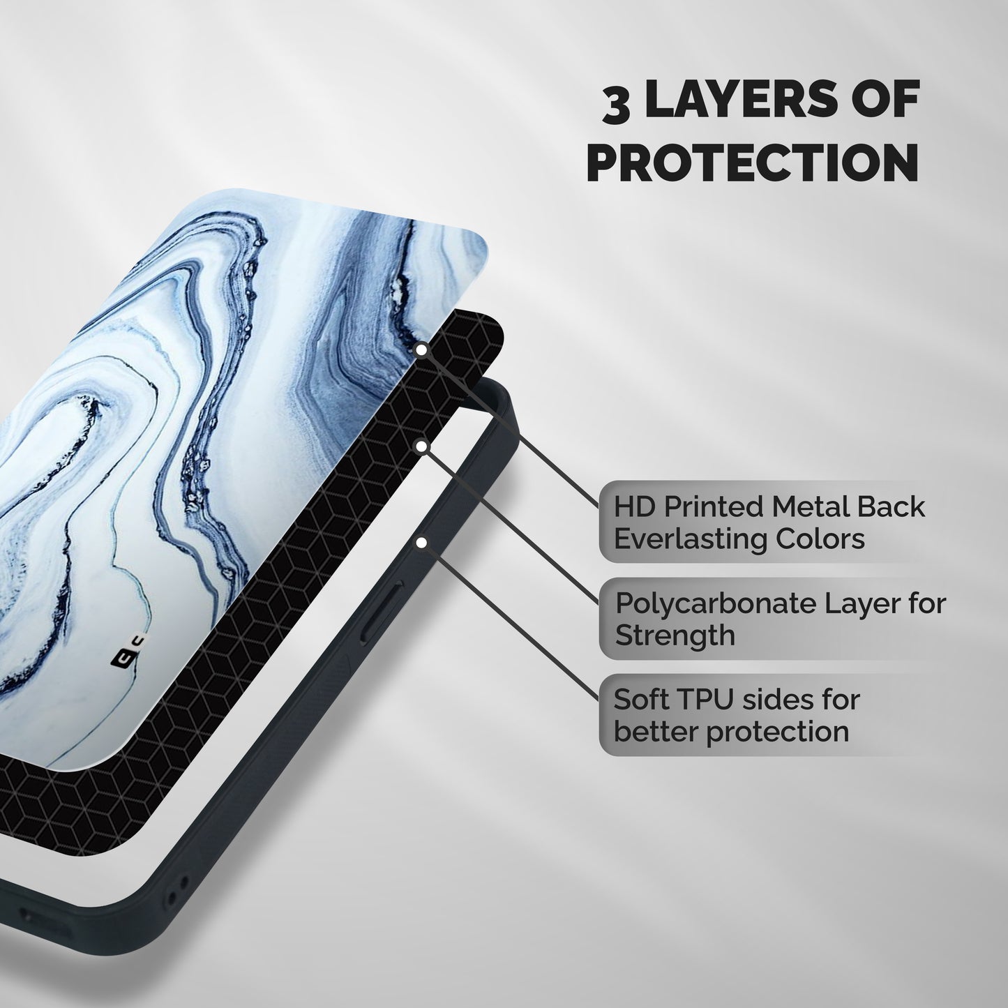 Marble Awesome Shockproof Hybrid Protection (Metal + TPU) Back Case Cover
