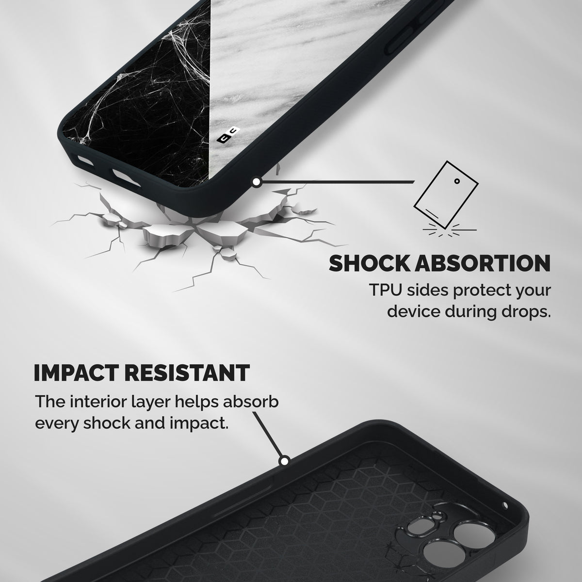 Marble Cuts Shockproof Hybrid Protection (Metal + TPU) Back Case Cover