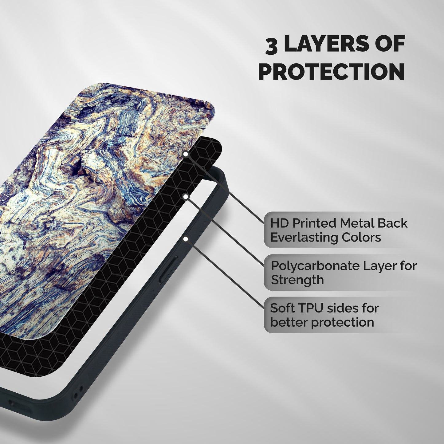 Marble Pattern Shockproof Hybrid Protection (Metal + TPU) Back Case Cover