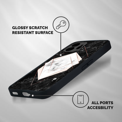 Marble Texture Print Shockproof Hybrid Protection (Metal + TPU) Back Case Cover