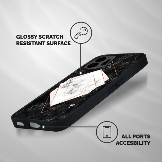 Marble Texture Print Shockproof Hybrid Protection (Metal + TPU) Back Case Cover