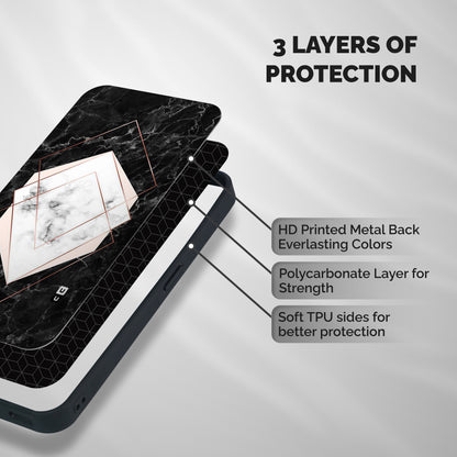 Marble Texture Print Shockproof Hybrid Protection (Metal + TPU) Back Case Cover