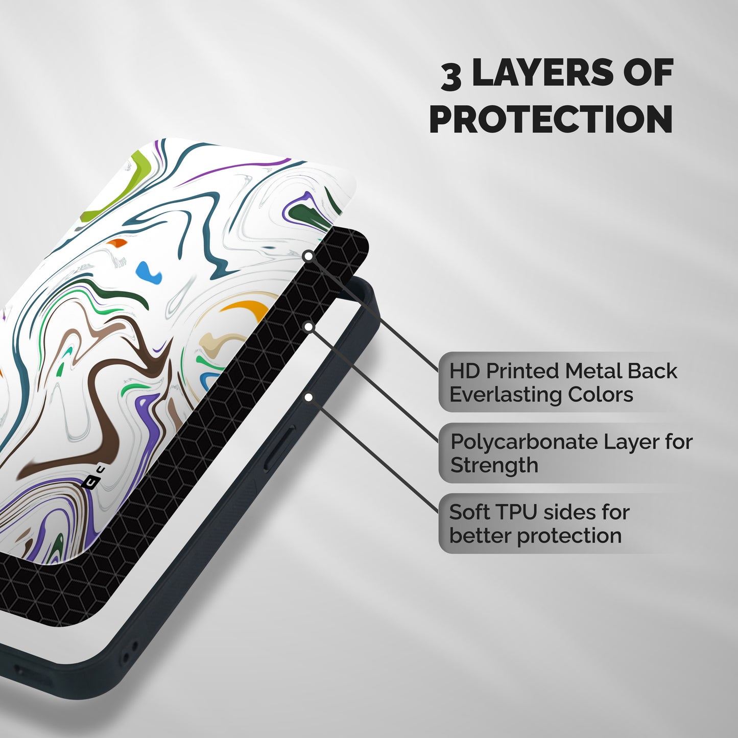 Marbled Printed Art Shockproof Hybrid Protection (Metal + TPU) Back Case Cover