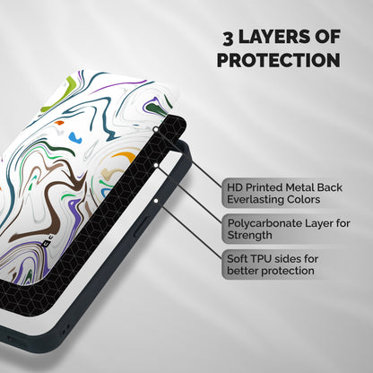 Marbled Printed Art Shockproof Hybrid Protection (Metal + TPU) Back Case Cover