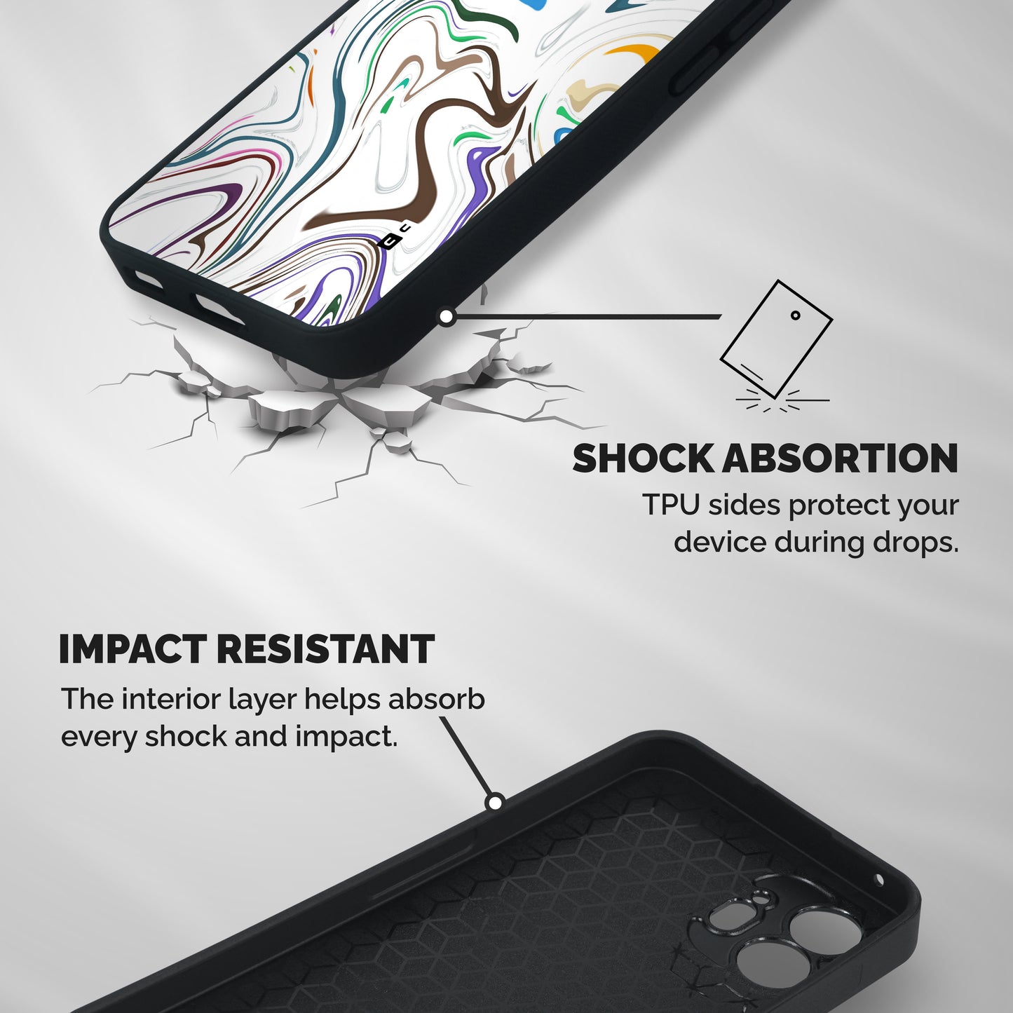 Marbled Printed Art Shockproof Hybrid Protection (Metal + TPU) Back Case Cover