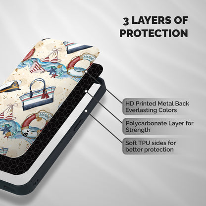 Marine Bag Design Shockproof Hybrid Protection (Metal + TPU) Back Case Cover