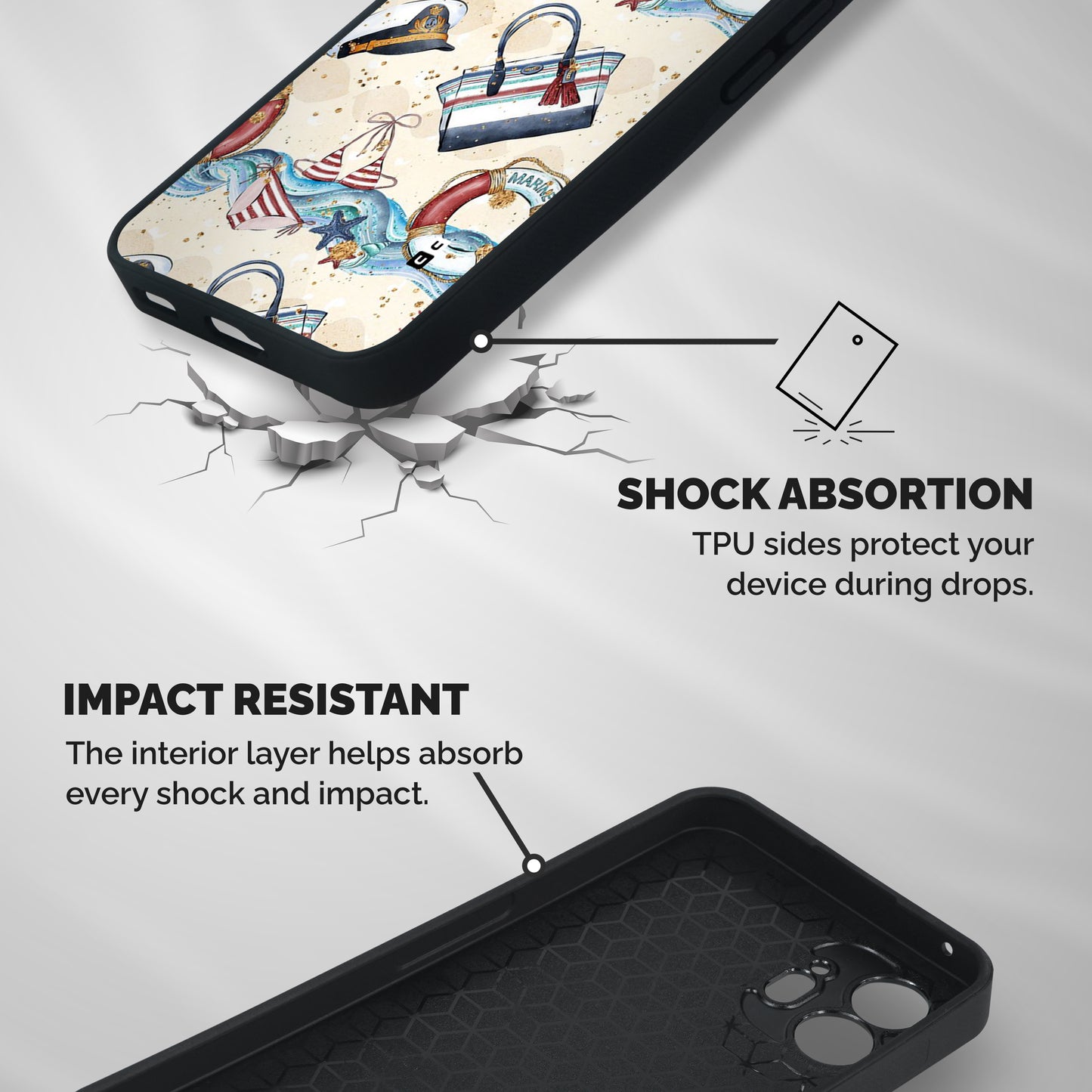 Marine Bag Design Shockproof Hybrid Protection (Metal + TPU) Back Case Cover
