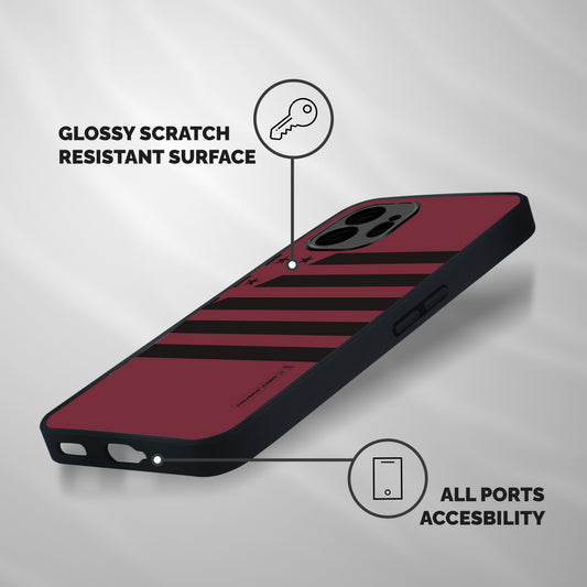 Maroon Star Striped Shockproof Hybrid Protection (Metal + TPU) Back Case Cover
