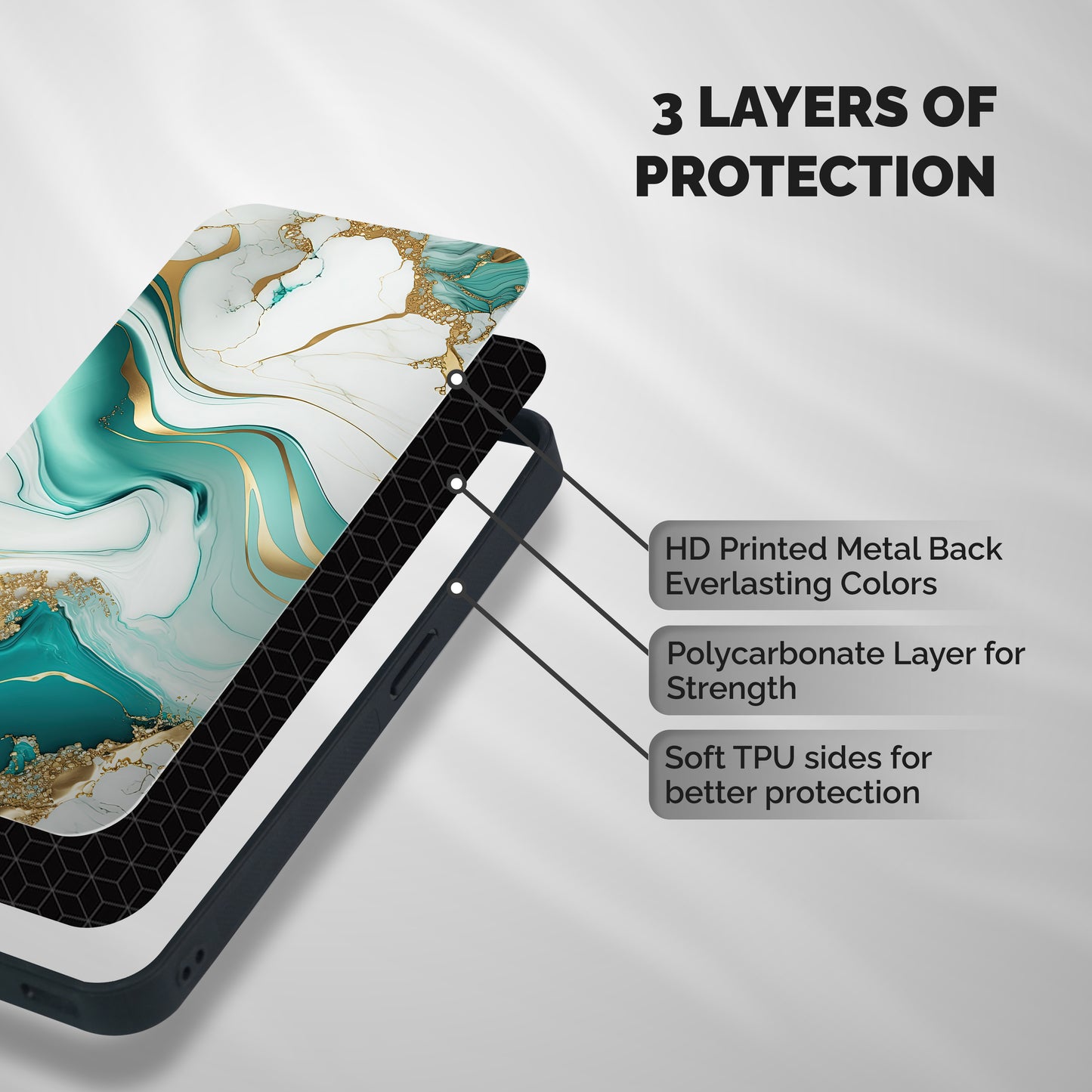 Marvelous Marble Shockproof Hybrid Protection (Metal + TPU) Back Case Cover