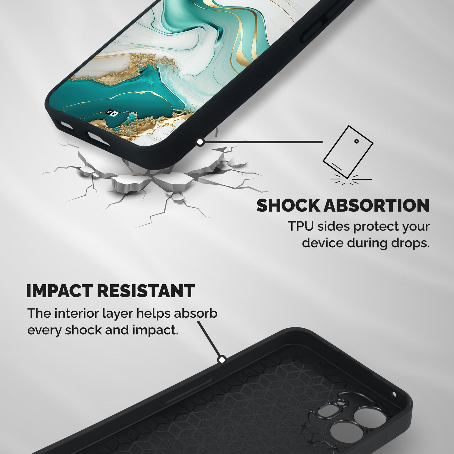 Marvelous Marble Shockproof Hybrid Protection (Metal + TPU) Back Case Cover