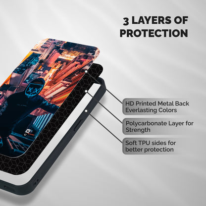 Mask Guy Climbing Building Shockproof Hybrid Protection (Metal + TPU) Back Case Cover