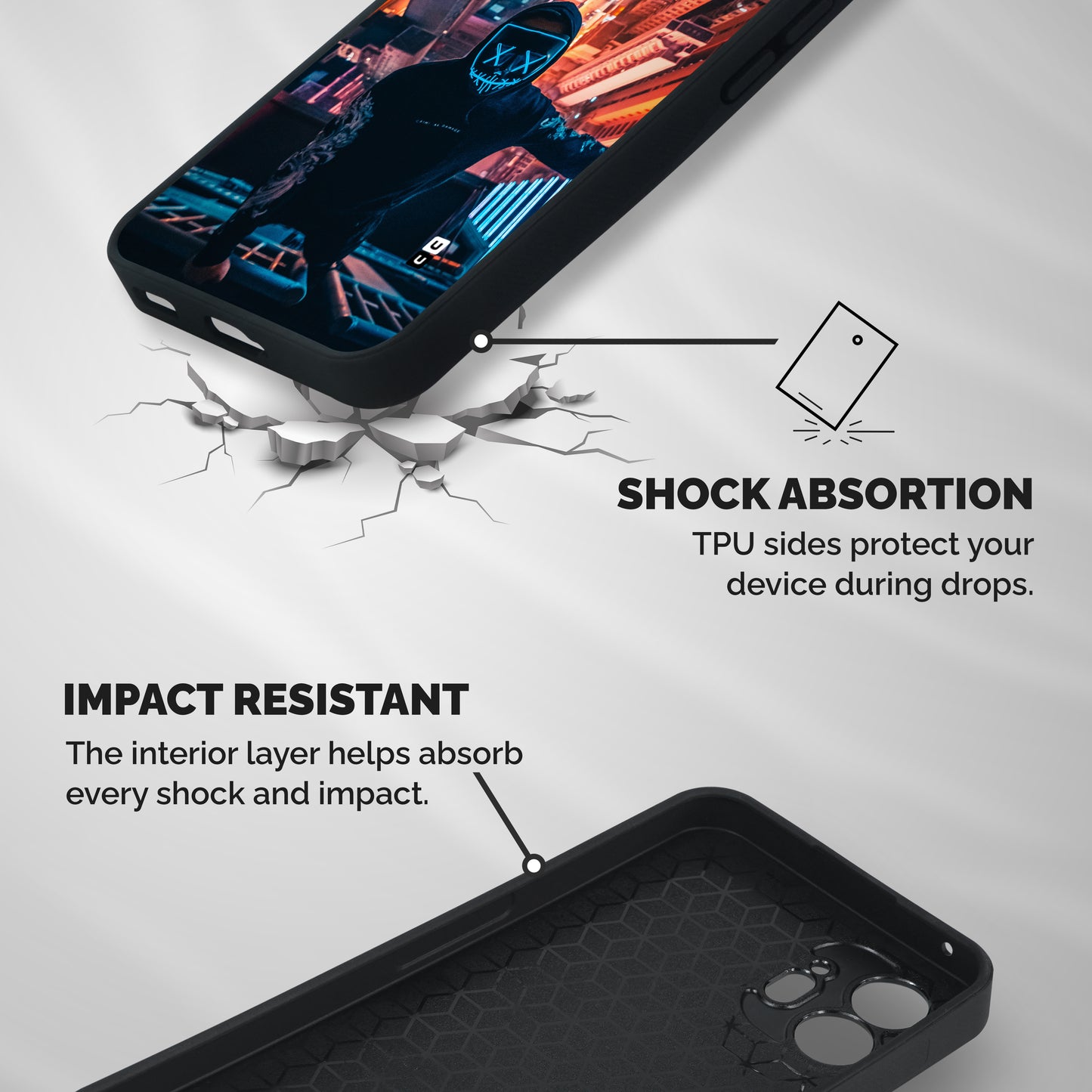 Mask Guy Climbing Building Shockproof Hybrid Protection (Metal + TPU) Back Case Cover