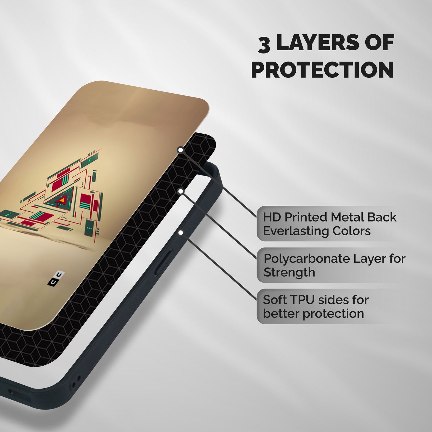 Maze Triangle Shockproof Hybrid Protection (Metal + TPU) Back Case Cover
