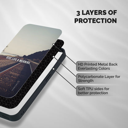 Meaning To Life Shockproof Hybrid Protection (Metal + TPU) Back Case Cover