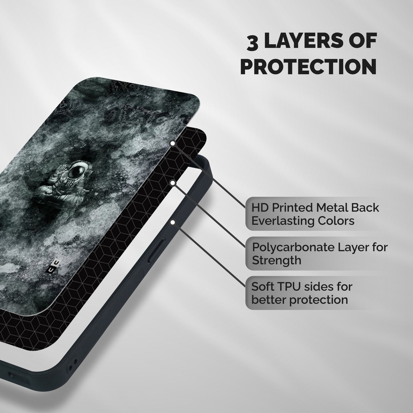 Meditating Spaceman Shockproof Hybrid Protection (Metal + TPU) Back Case Cover