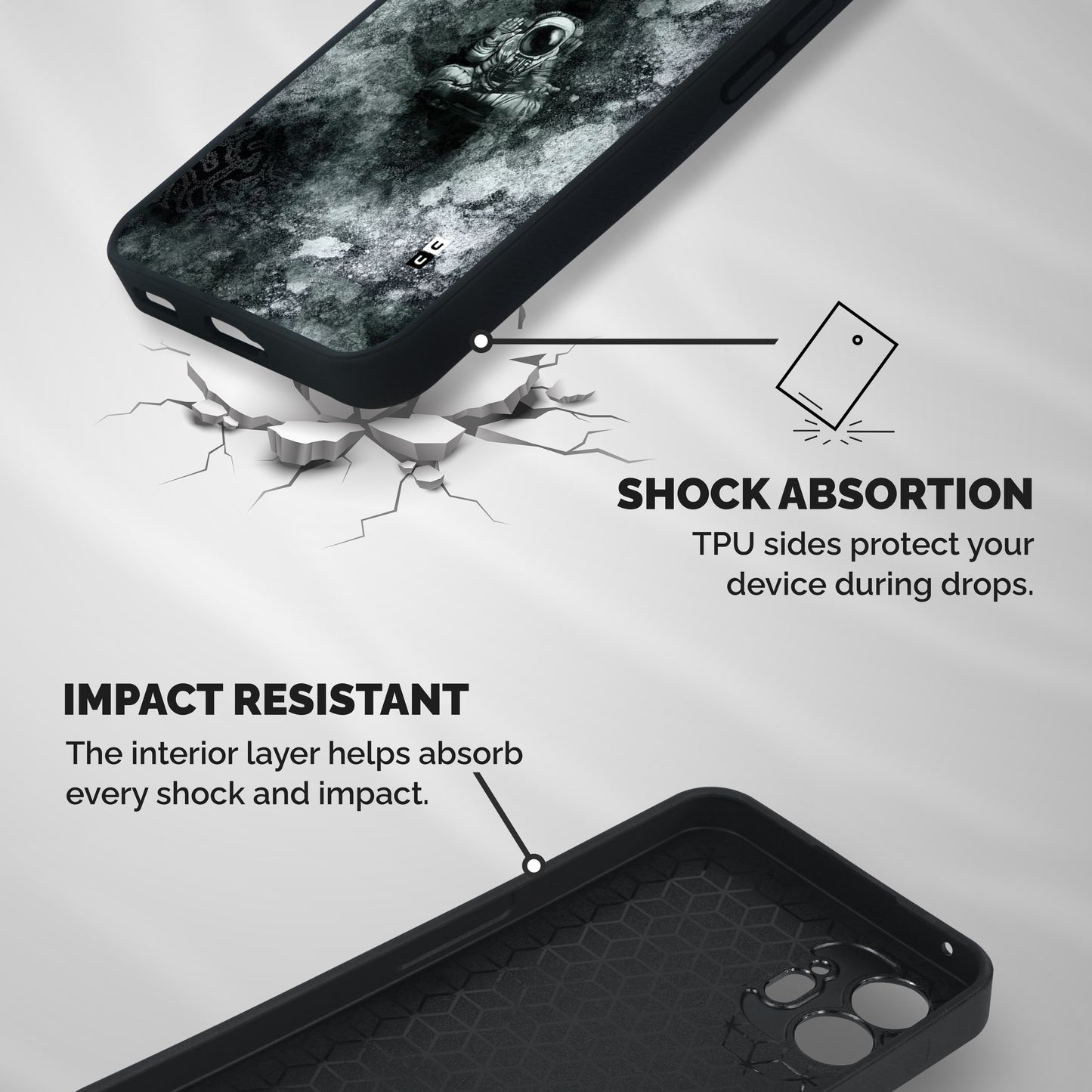 Meditating Spaceman Shockproof Hybrid Protection (Metal + TPU) Back Case Cover