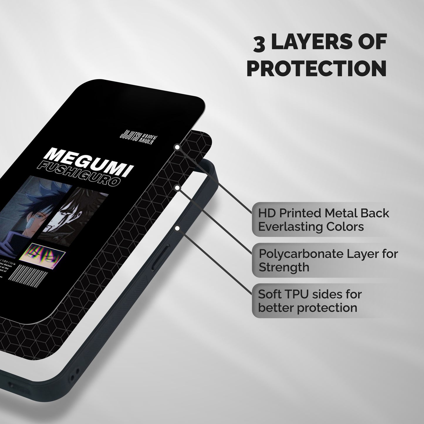 Megumi Fushiguro Shockproof Hybrid Protection (Metal + TPU) Back Case Cover