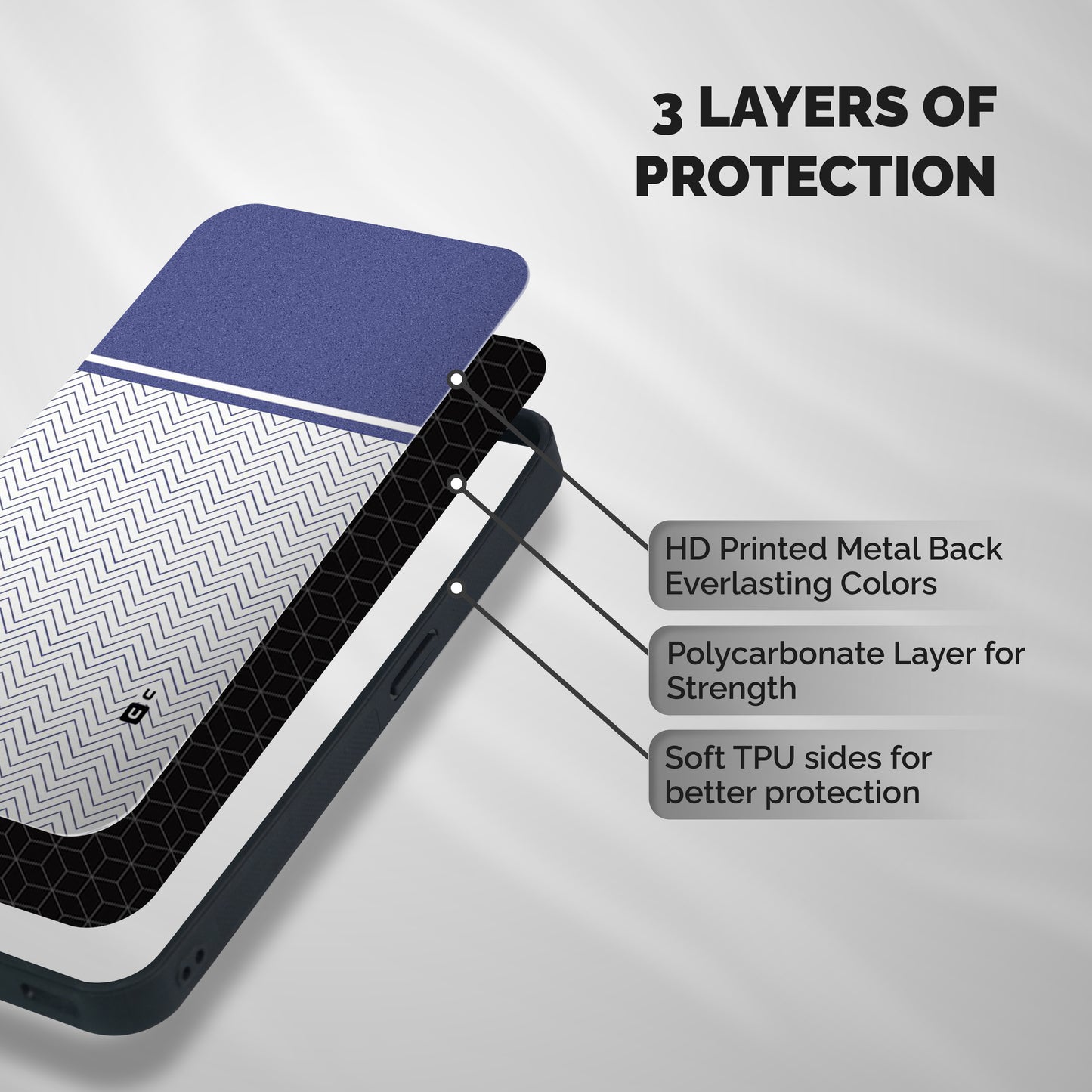 Melange Striped Pattern Shockproof Hybrid Protection (Metal + TPU) Back Case Cover